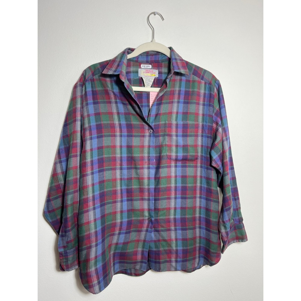 French Connection Vintage Plaid Button Down Long Sleeve Multi Color Large Womens
